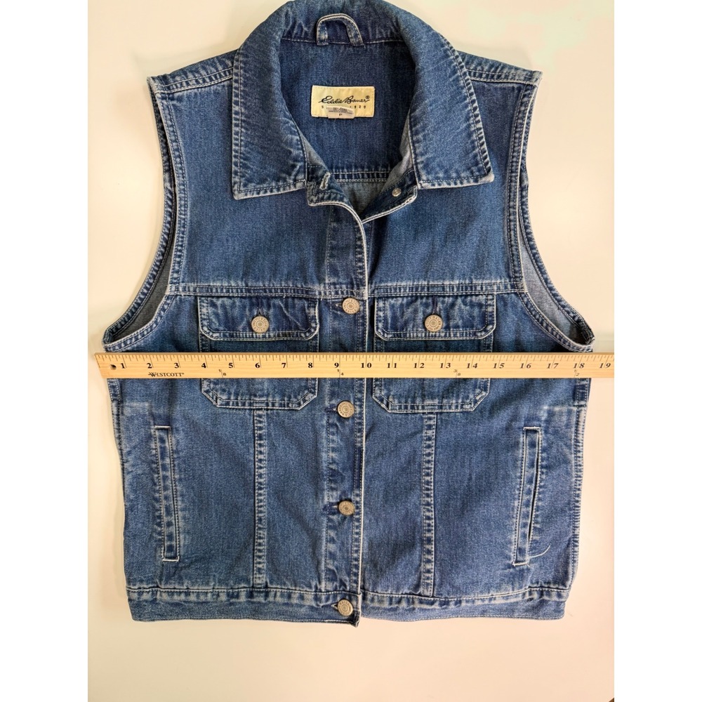 Vintage Eddie Bauer Womens Blue Denim Vest 100%Cotton‎ Hong Kong Size Small - Picture 4 of 10